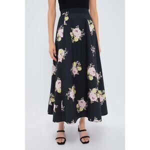 BYTIMO Black Posy Poplin Maxi Skirt Size XL NWT Retail $285 Tuckernuck